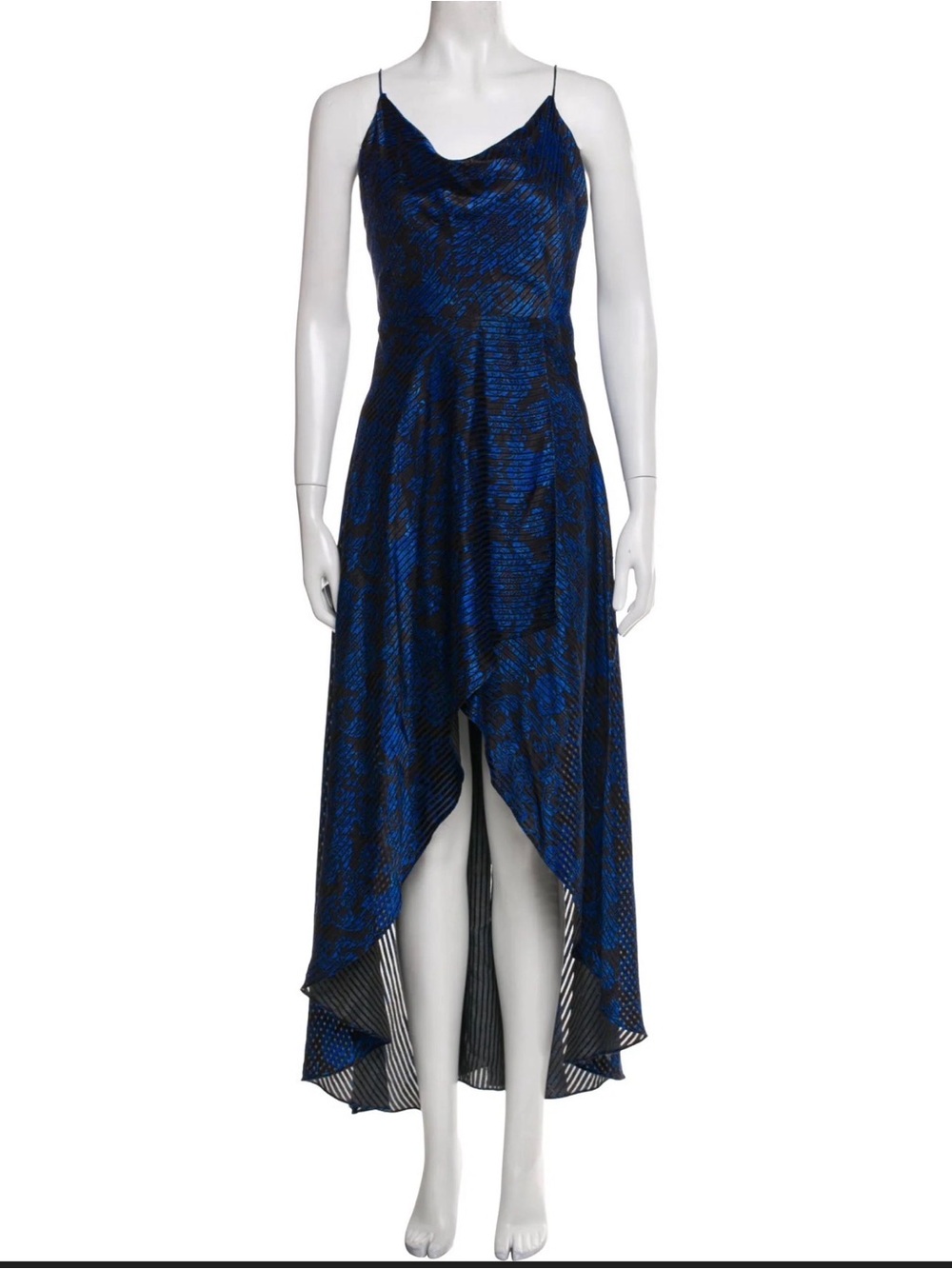 Alice + Olivia Blue and Black High-Low Dresss